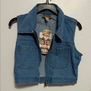 Retro girls vintage Blue Denim vest size medium